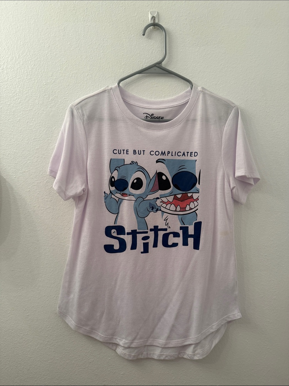 Disney Girls' Stitch Tee - White with blue printing